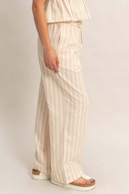 hyfve vertical striped Hyfve Vertical Striped Elastic Pants with Side Pockets view 4 (bottom) - shop at us.meeeshop