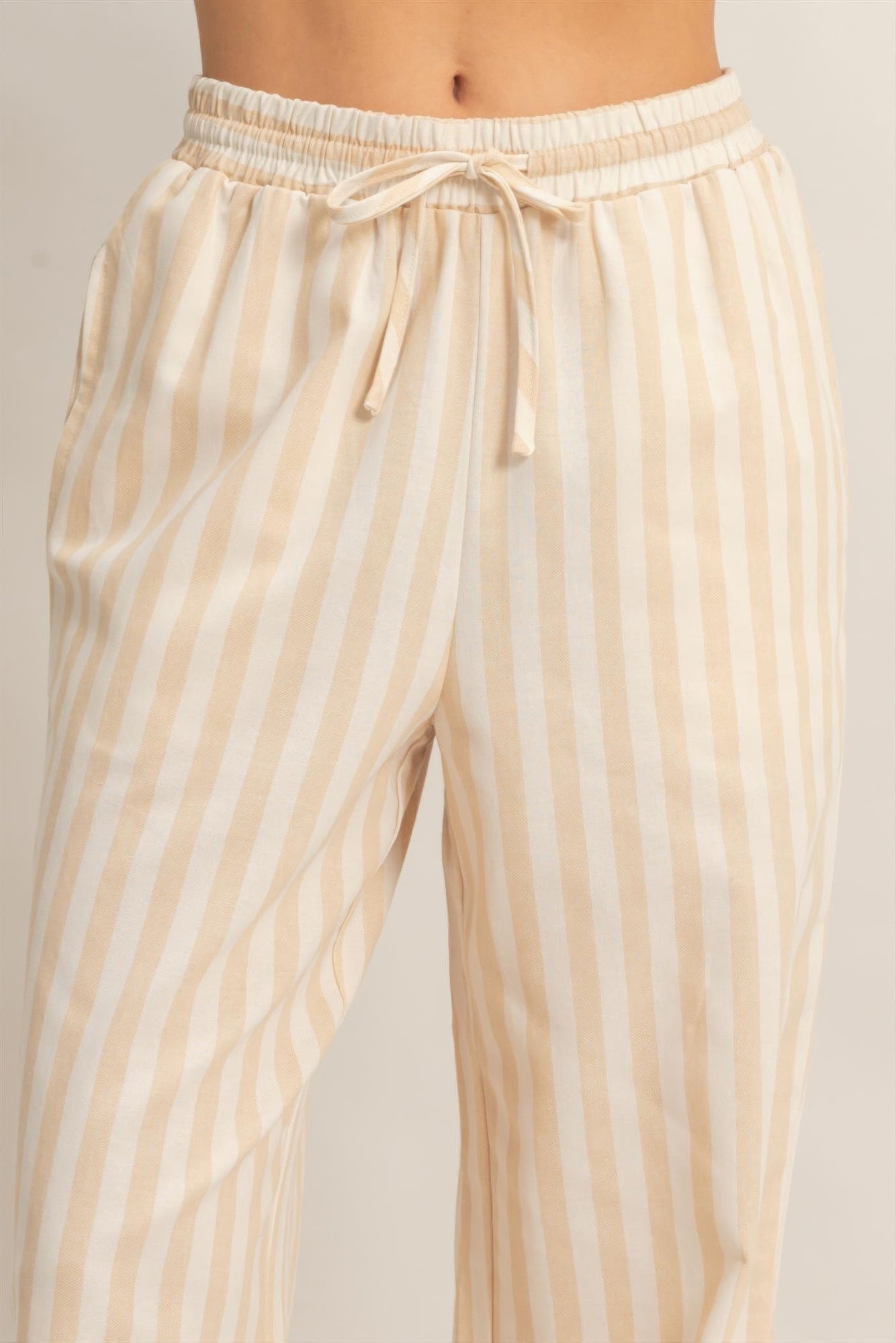 hyfve vertical striped Hyfve Vertical Striped Elastic Pants with Side Pockets view 5 (bottom) - shop at us.meeeshop
