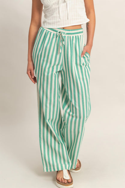 hyfve vertical striped Hyfve Vertical Striped Elastic Pants with Side Pockets view 9 (bottom) - shop at us.meeeshop