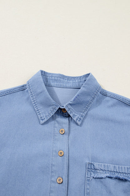 Indie & Co. Blake Washed Drop Shoulder Bracelet Sleeve Chambray Shirt view 6 - Black Washed Shirt (top)