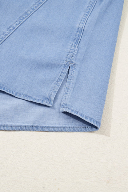 Indie & Co. Blake Washed Drop Shoulder Bracelet Sleeve Chambray Shirt view 8 - Black Washed Shirt (top)