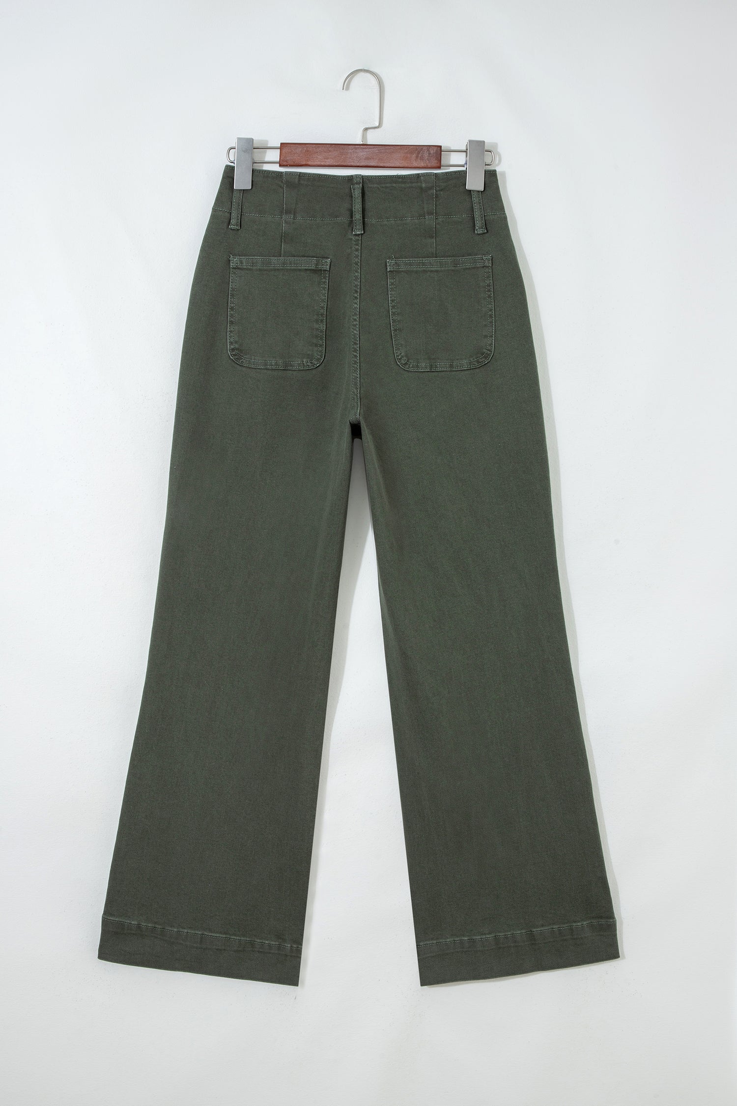 Indie & Co. Brooke 2-button High Waist Flared Bottom Jeans - Olive in 12 view 5 - High-Waisted - Olive Jeans