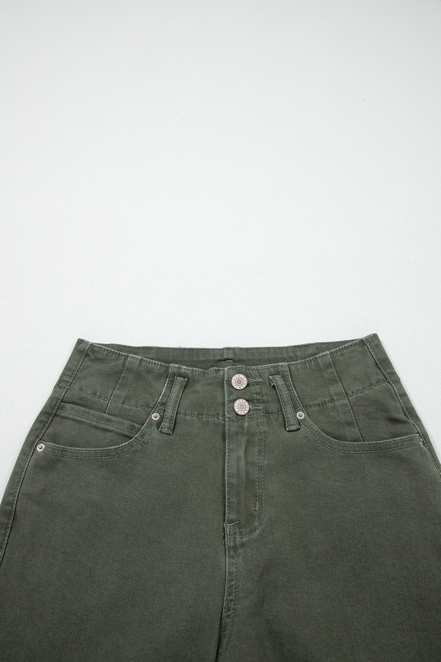 Indie & Co. Brooke 2-button High Waist Flared Bottom Jeans - Olive in 14 view 6 - High-Waisted - Olive Jeans