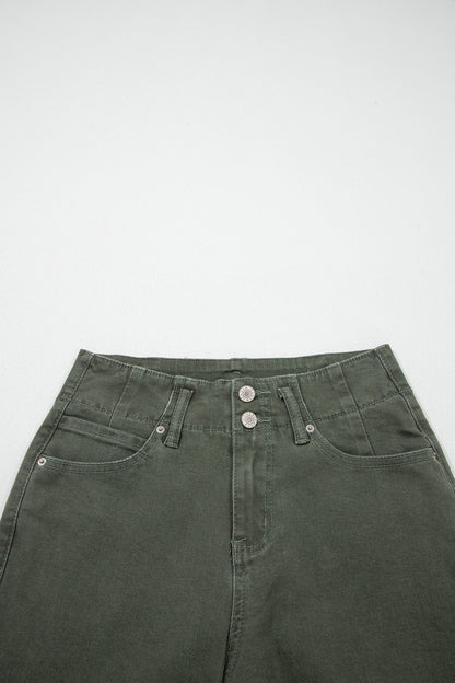 Indie & Co. Brooke 2-button High Waist Flared Bottom Jeans - Olive in 14 view 6 - High-Waisted - Olive Jeans