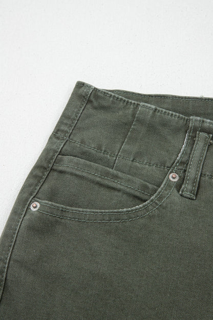 Indie & Co. Brooke 2-button High Waist Flared Bottom Jeans - Olive in 16 view 7 - High-Waisted - Olive Jeans