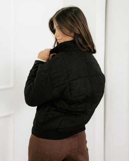 Indie & Co. Georgie Zip-up Pocket Quilted Jacket - Black view 7 - Georgia Bulldogs Full Zip Jacket (layer)