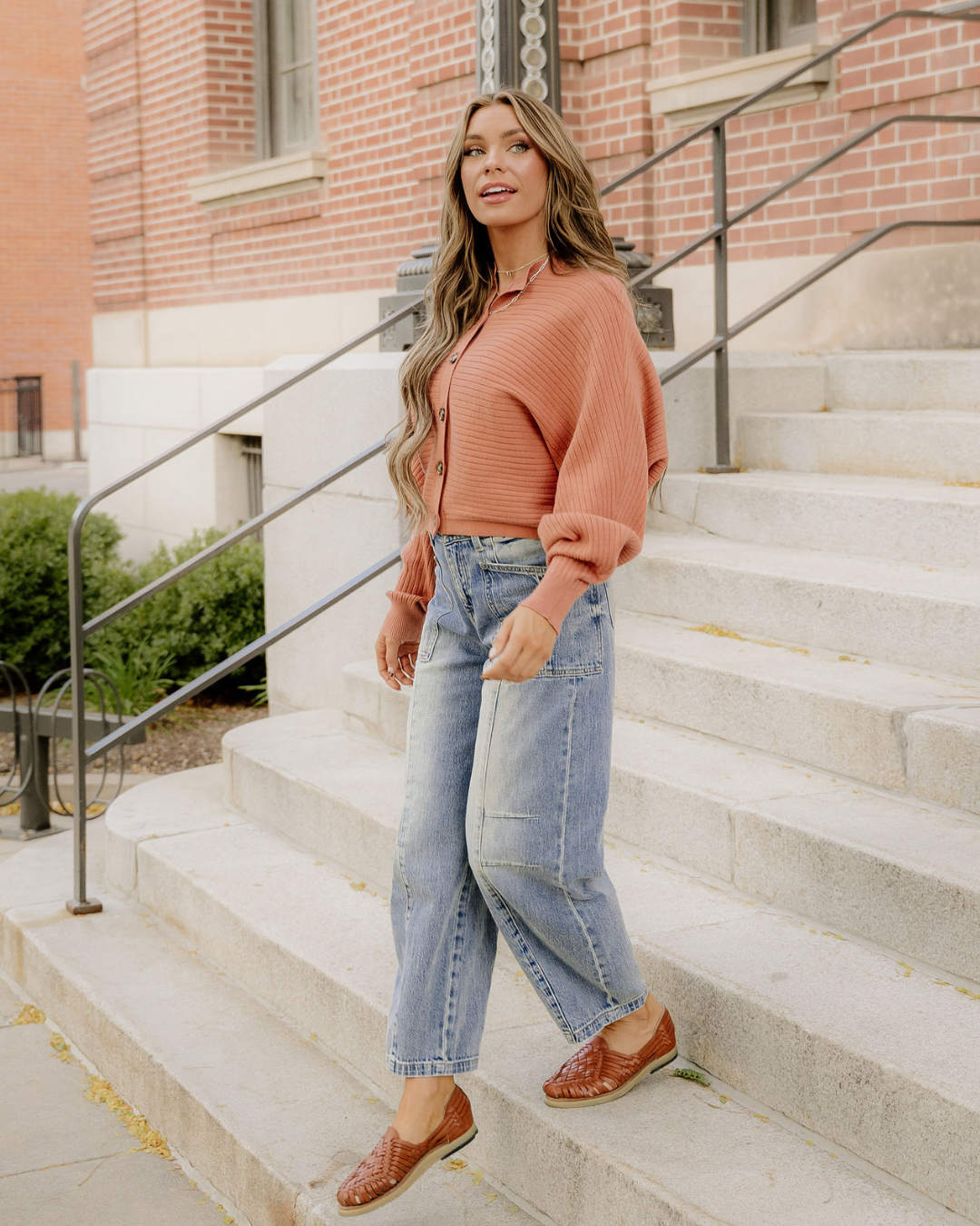 Indie & Co. Lena Cardigan Top in Apricot Pink view 3 - Boden Lena Cardigan