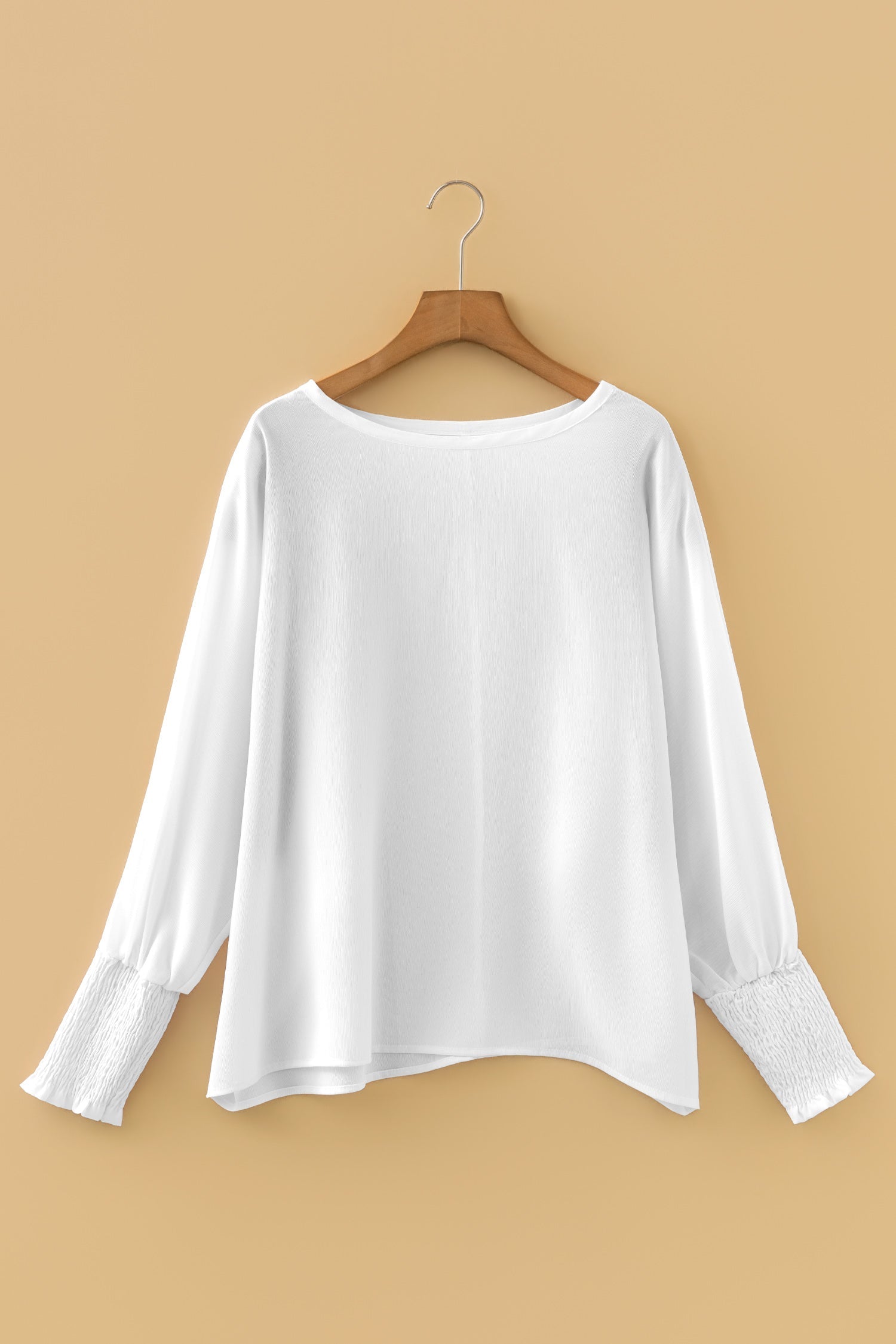 Indie & Co. Marley Smocked Cuffs Semi Sheer Long Sleeve Dolman Blouse view 8 - Marley Pleated Smocked Mini Dress