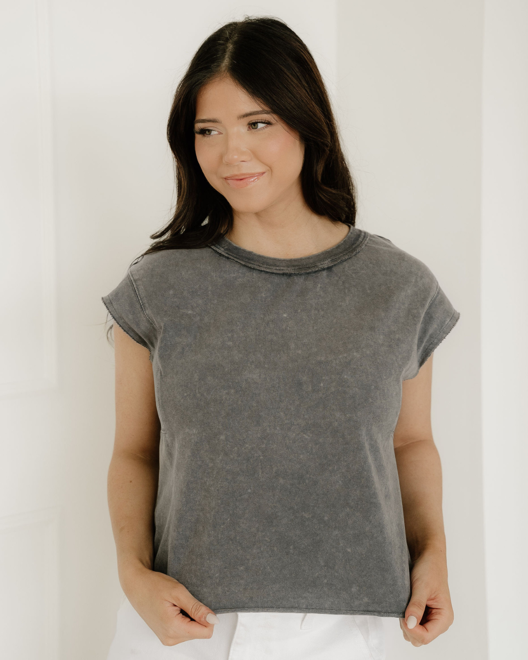 Indie & Co. Mineral Wash Boxy Fit Cotton Tank Top - Gray in XL view 4 - Mineral Wash Tops Women