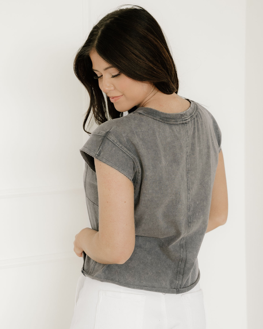 Indie & Co. Mineral Wash Boxy Fit Cotton Tank Top - Gray view 8 - Mineral Wash Tops Women
