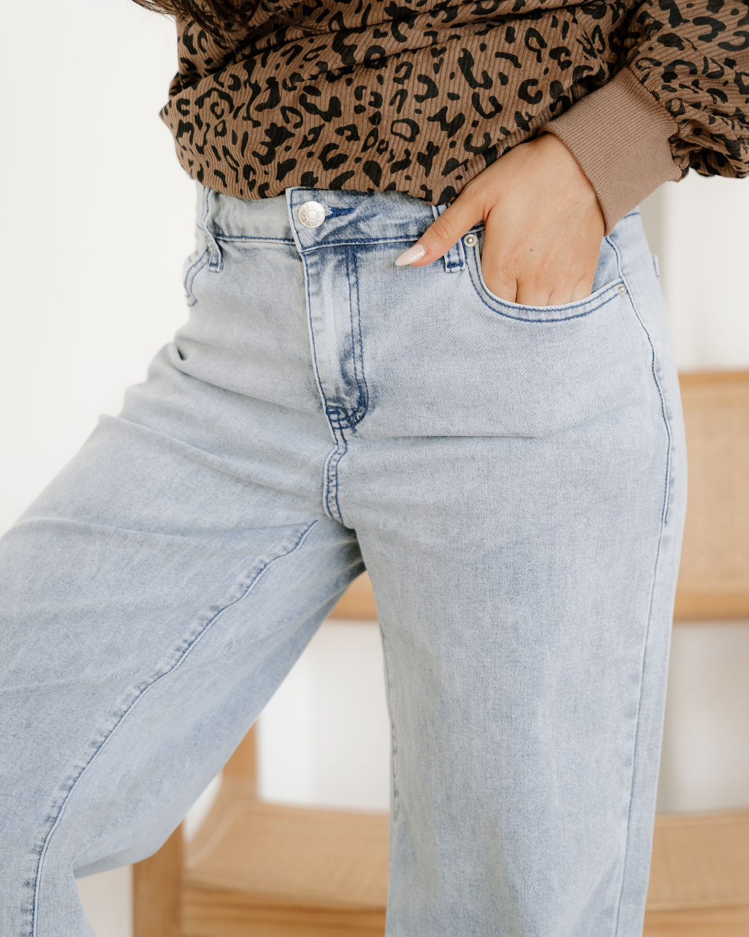 Indie & Co. Naia Button Zip High Waist Flared Hem Jeans in 10 view 4 - High-Waisted (bottom)
