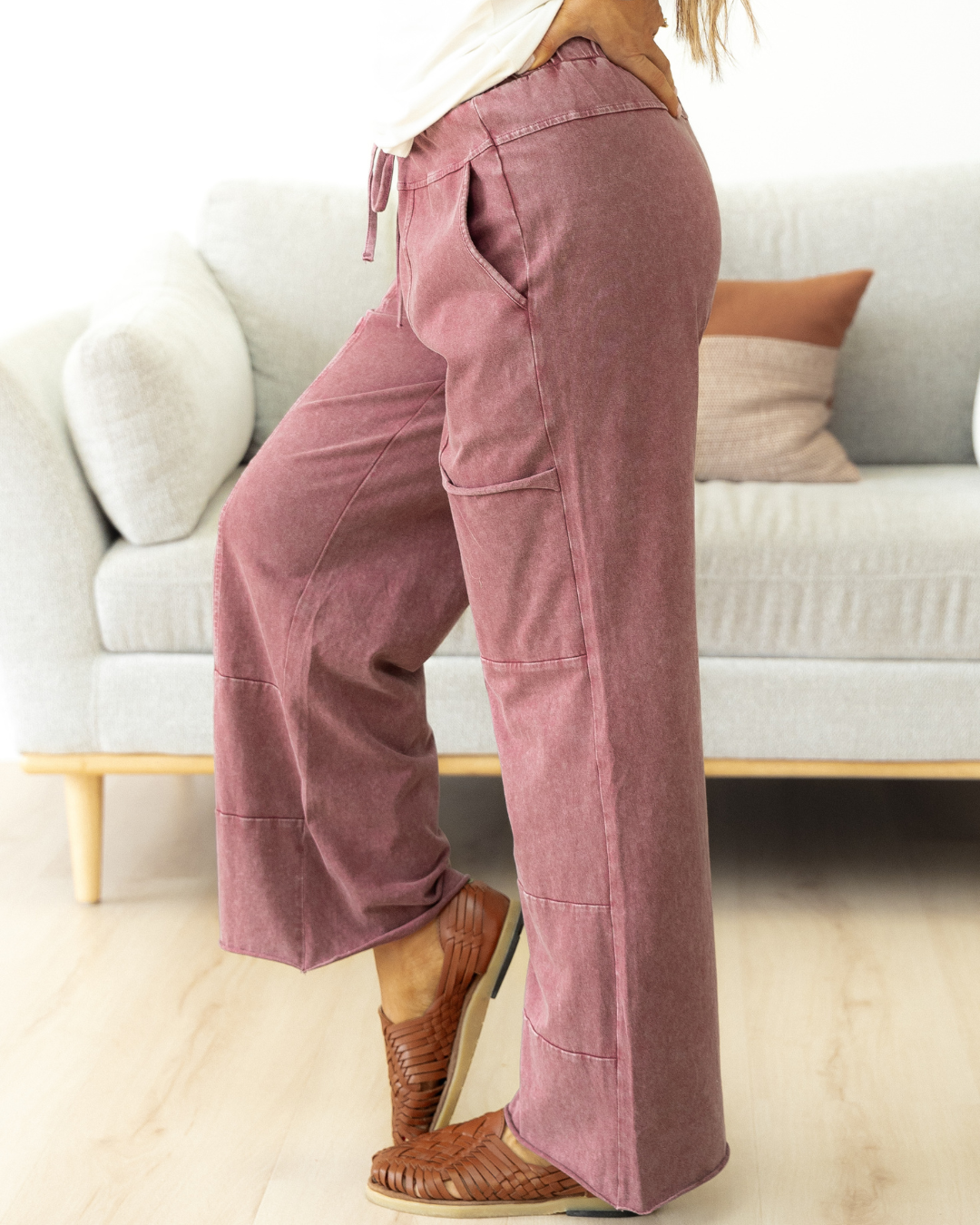 Indie & Co. Teagan Raw Hem Pants - Wild Ginger in Wild Ginger view 4 (bottom)