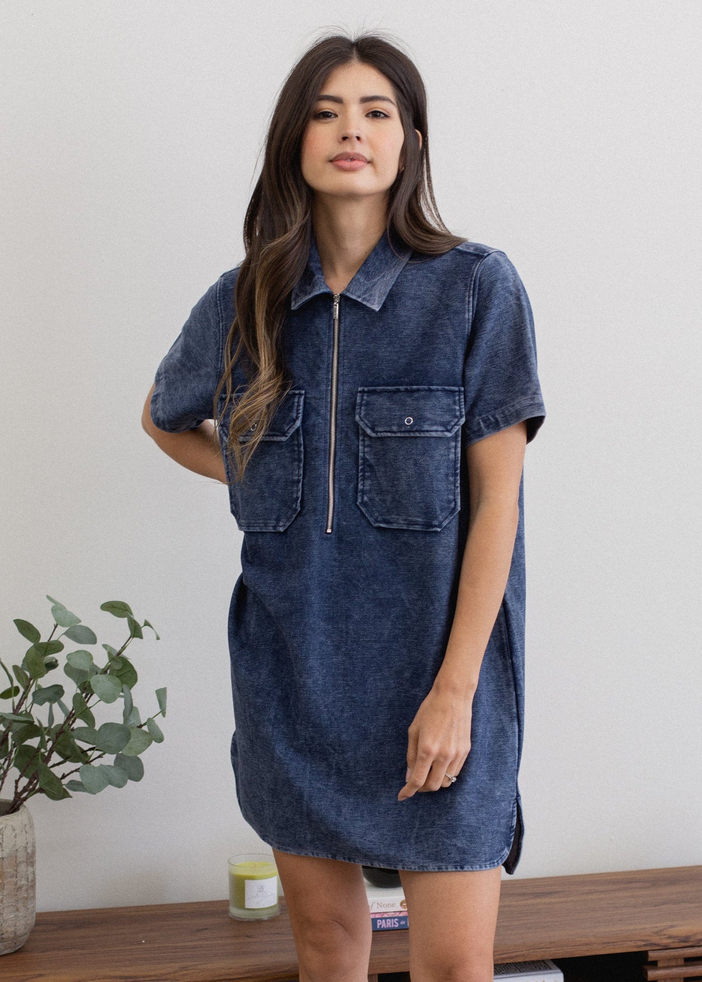 Indigo Half Zip Dress in M view 5