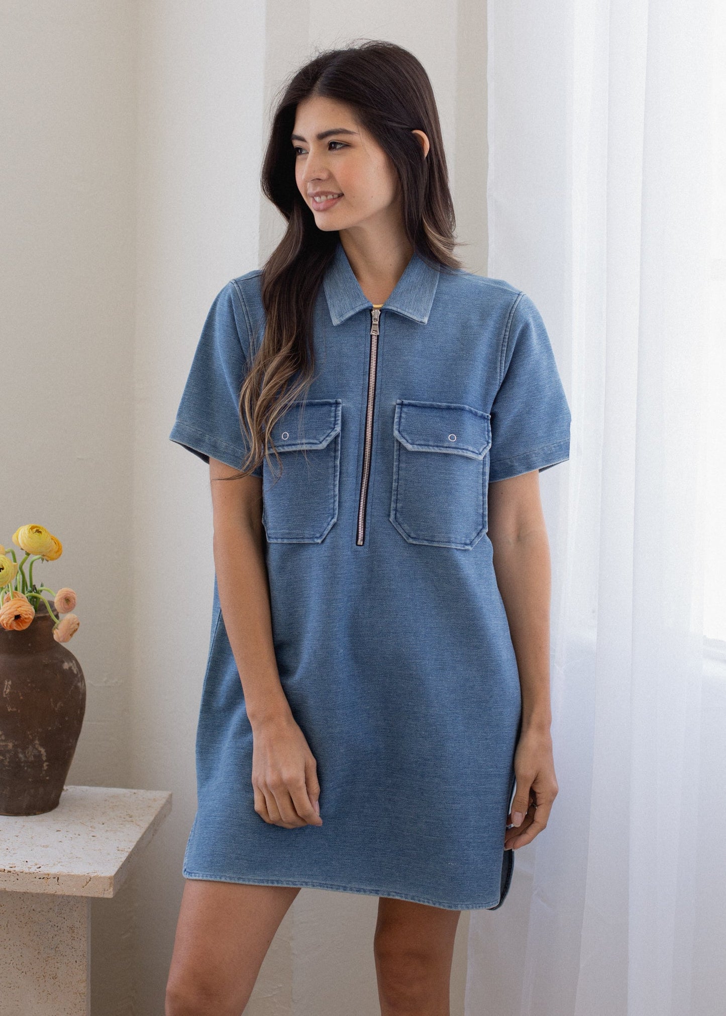 Indigo Half Zip Dress in S view 4