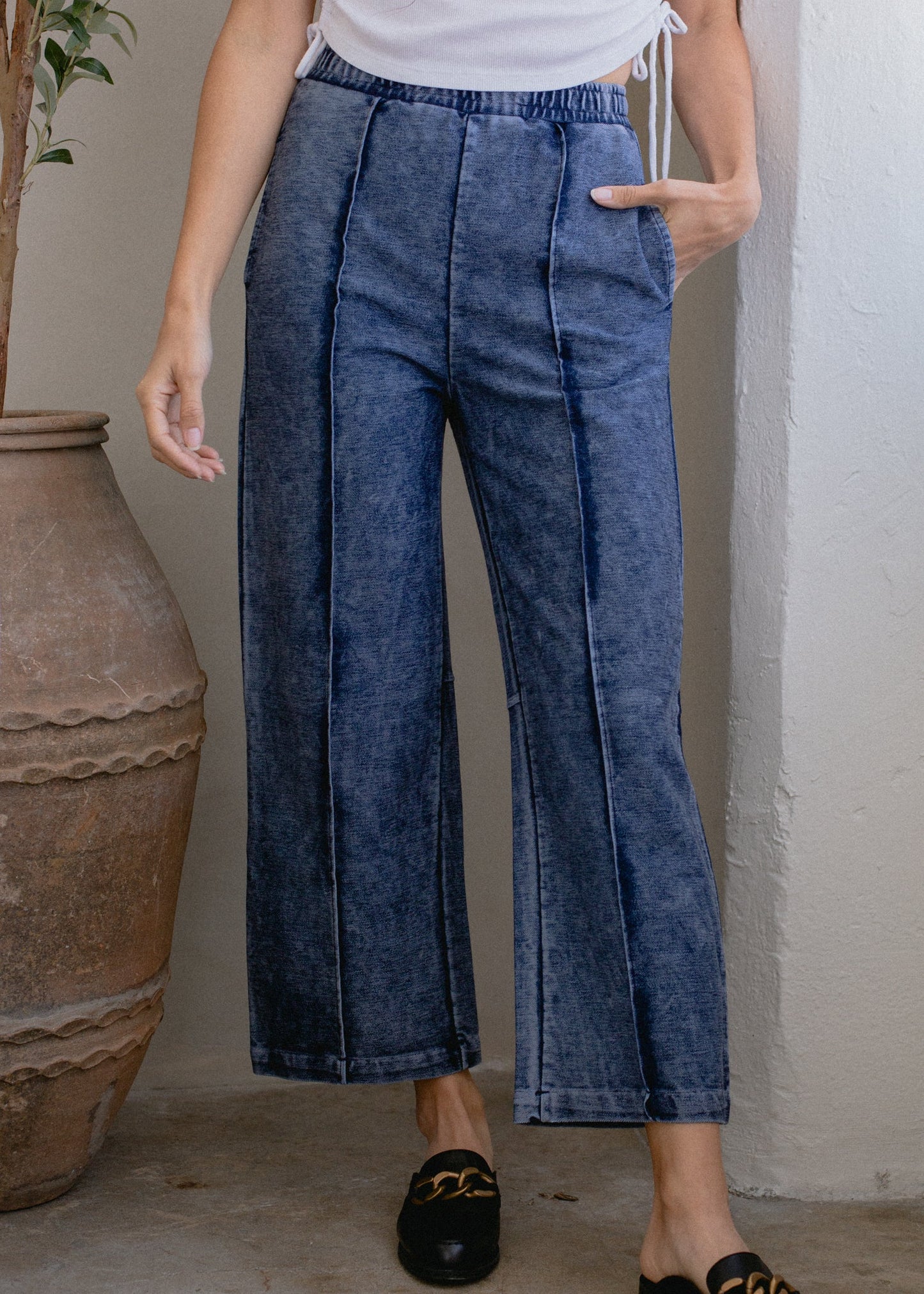Indigo Pintuck Pant in S view 3 (bottom)