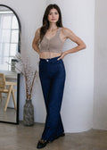 Indigo Wide Leg Pant S view 4 (bottom) - indigo wide pants, indigo wide trousers, indigo wide leg pants - shop at us.meeeshop