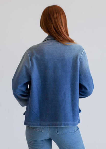 Indigo Worker's Jacket in L view 6 - Casual Office Outfit - Indigo Work Jacket (layer)