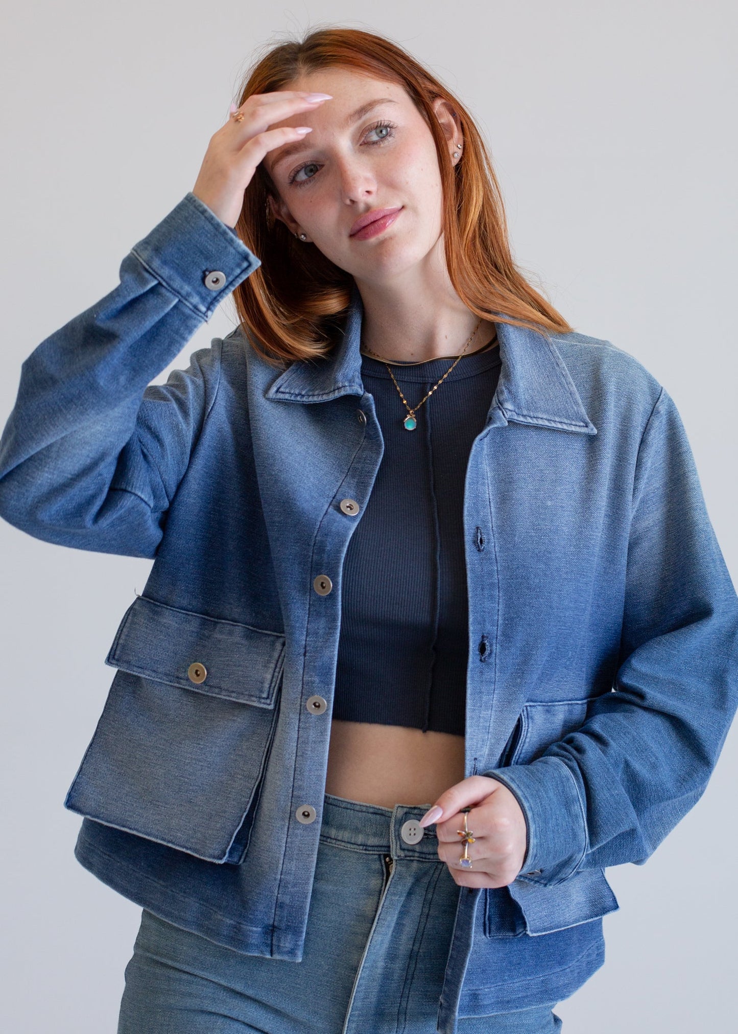 Indigo Worker's Jacket in M view 3 - Casual Office Outfit - Indigo Work Jacket (layer)