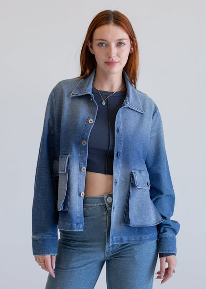 Indigo Worker's Jacket in S - Casual Office Outfit - Indigo Work Jacket (layer)