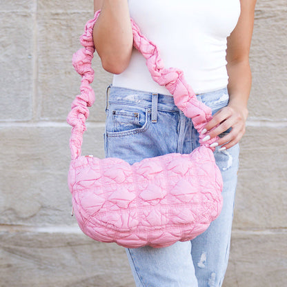 Indy Convertible Quilted Puffer Crossbody in Denim Blue view 6 (bag)