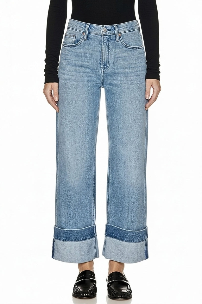 Inseam Transform High Rise Tummy Control a Line Wide Leg Jeans in 3 (25) view 2 - High-Waisted (bottom)