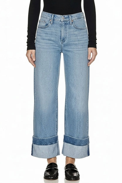 Inseam Transform High Rise Tummy Control a Line Wide Leg Jeans in 3 (25) view 2 - High-Waisted (bottom)