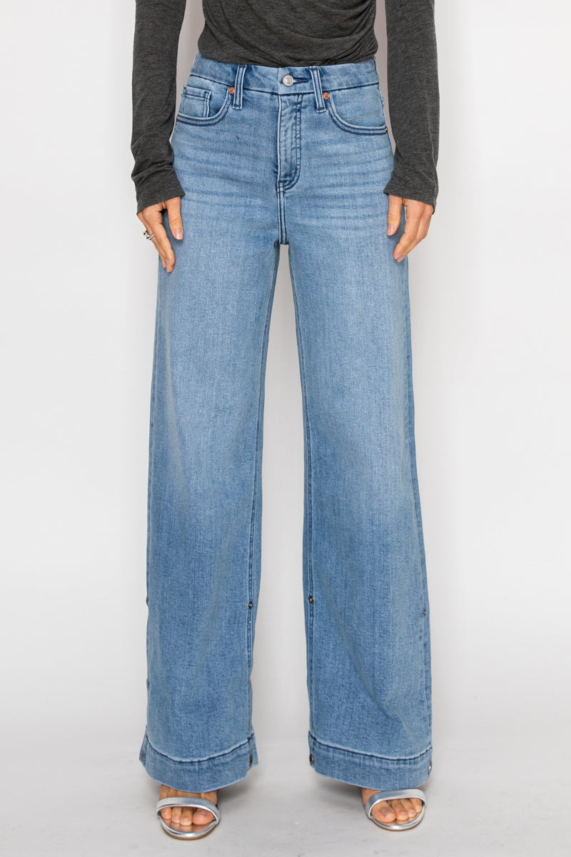 Inseam Transform High Rise Tummy Control A-wide Jeans in MEDIUM WASH - High-Waisted (bottom)