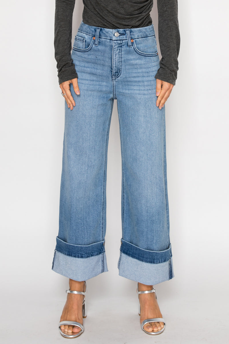 Inseam Transform High Rise Tummy Control A-wide Jeans in MEDIUM WASH view 2 - High-Waisted (bottom)