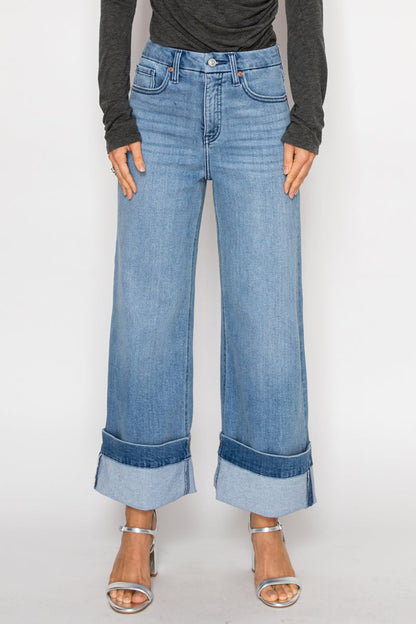 Inseam Transform High Rise Tummy Control A-wide Jeans in MEDIUM WASH view 2 - High-Waisted (bottom)