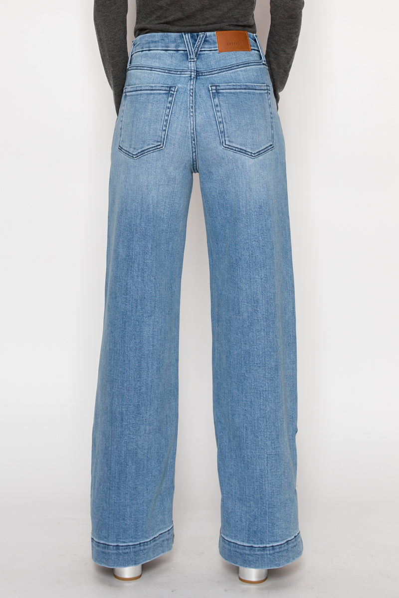 Inseam Transform High Rise Tummy Control A-wide Jeans in MEDIUM WASH view 3 - High-Waisted (bottom)