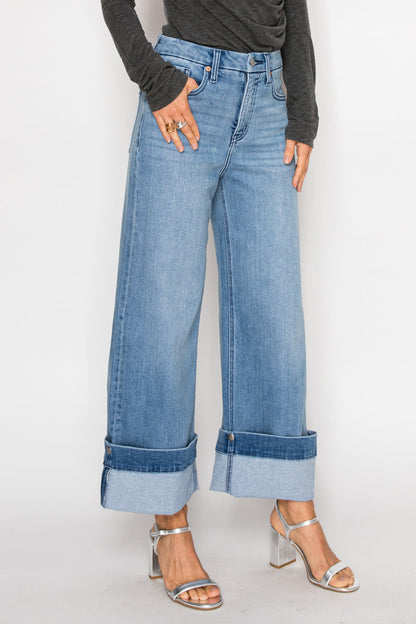 Inseam Transform High Rise Tummy Control A-wide Jeans in MEDIUM WASH view 4 - High-Waisted (bottom)