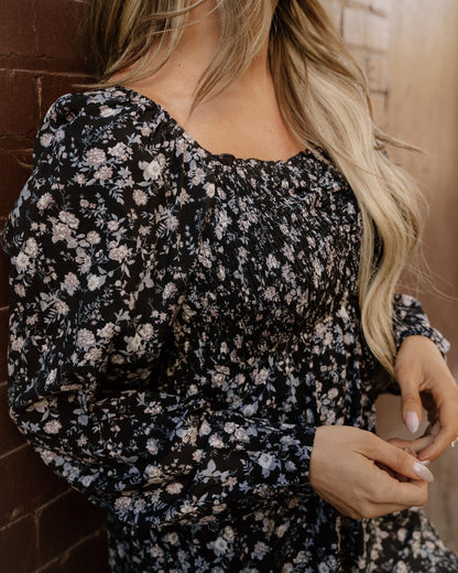Isabella Long Sleeve Frilly Shirred Square Neck Mini Dress view 6 (dress) - isabella long.dress, isabel - shop at us.meeeshop