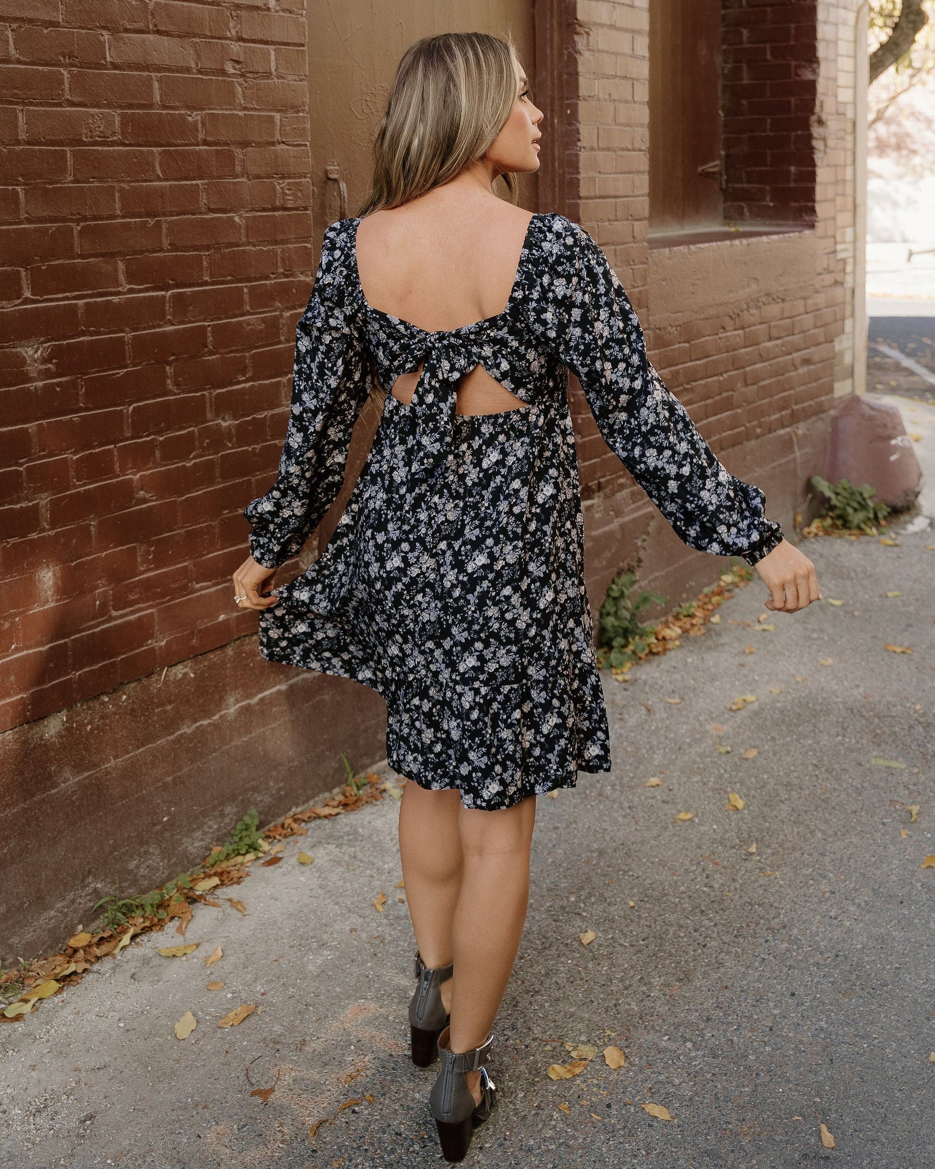 Isabella Long Sleeve Frilly Shirred Square Neck Mini Dress view 7 (dress) - isabella long.dress, isabel - shop at us.meeeshop