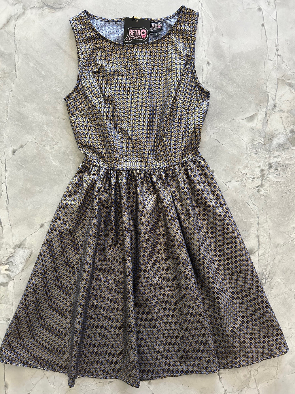 Isabella Vintage Dress XL view 5 (dress) - elizabeth vintage dress, isabella vintage print dress brown  - shop at us.meeeshop