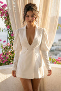 Ivory Puff Sleeve Blazer Dress Small (dress) - ivory puff sleeve blazer, ivory blazer coat, ivory blaze - shop at us.meeeshop