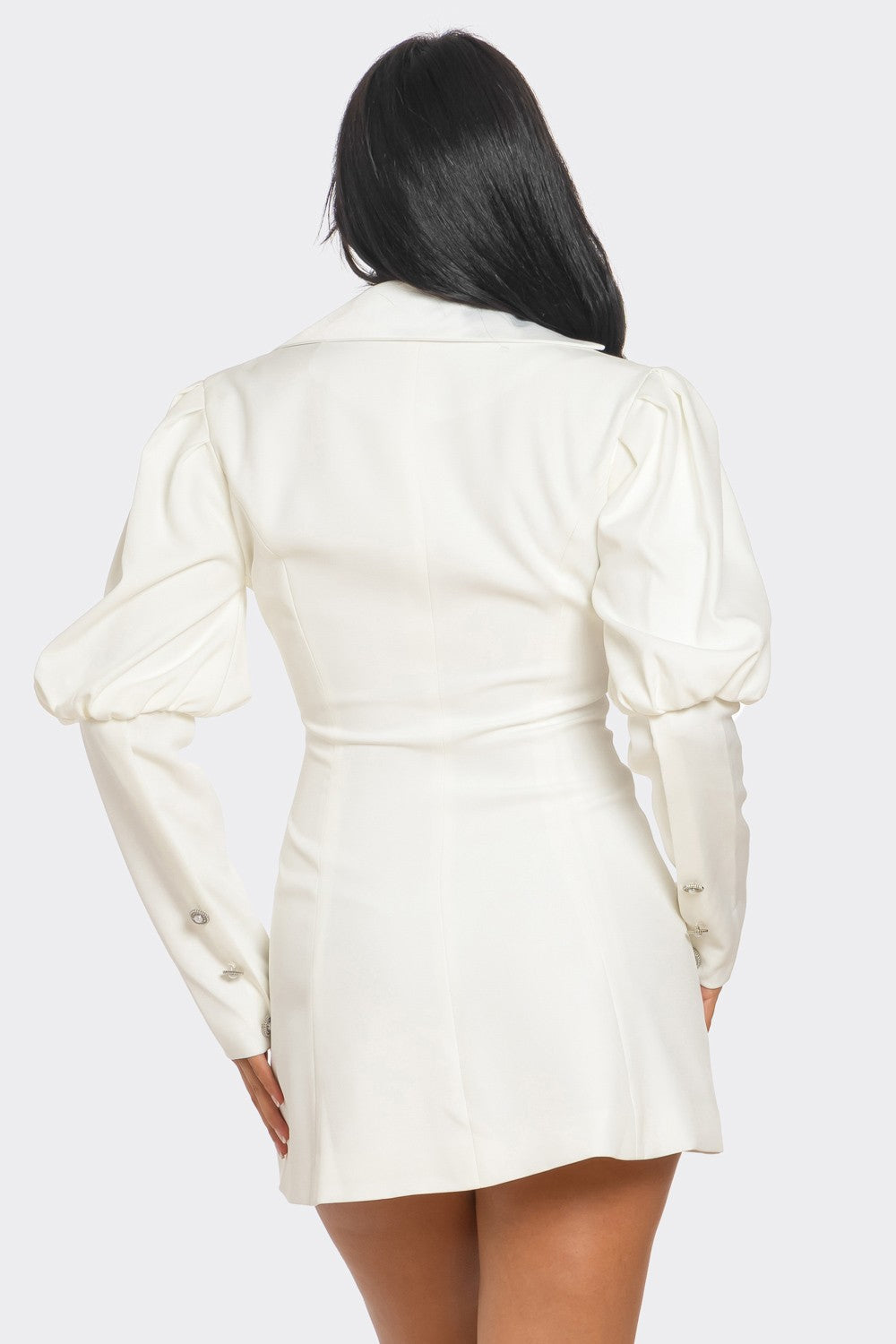 Ivory Puff Sleeve Blazer Dress view 9 - Casual Office Outfit