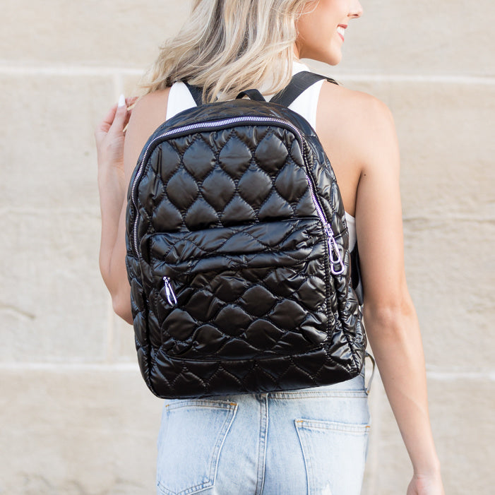 Jade Metallic Puffer Backpack view 4 (bag)