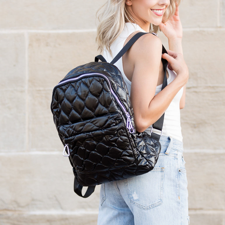 Jade Metallic Puffer Backpack view 5 (bag)