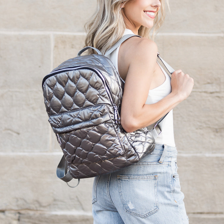 Jade Metallic Puffer Backpack view 8 (bag)