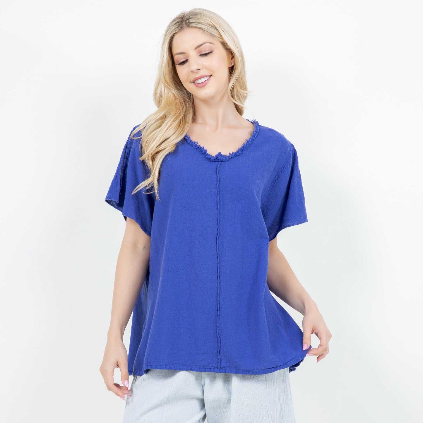 Jan Top -100% Cotton Gauze in Azure/Size OSFM - Jan Köppen Viva Top 100