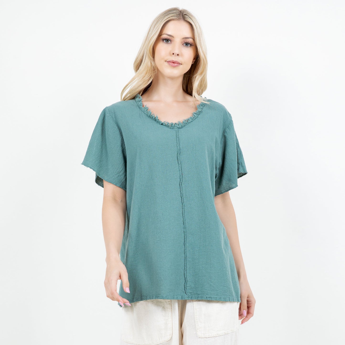 Jan Top -100% Cotton Gauze in Caspian/Size OSFM view 3 - Jan Köppen Viva Top 100