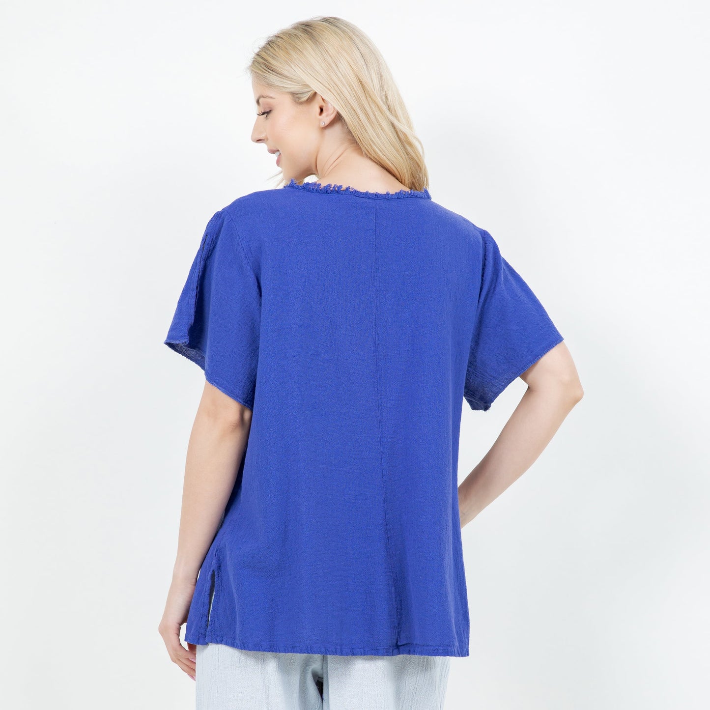 Jan Top -100% Cotton Gauze in Indigo/Size OSFM view 5 - Jan Köppen Viva Top 100