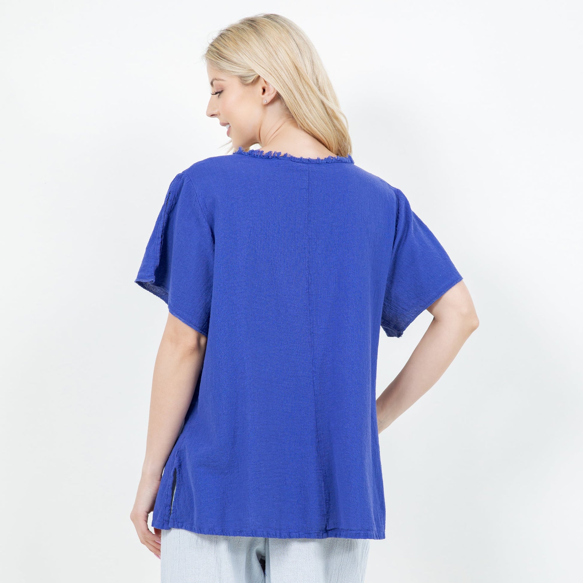 Jan Top -100% Cotton Gauze in Indigo/Size OSFM view 5 - Jan Köppen Viva Top 100