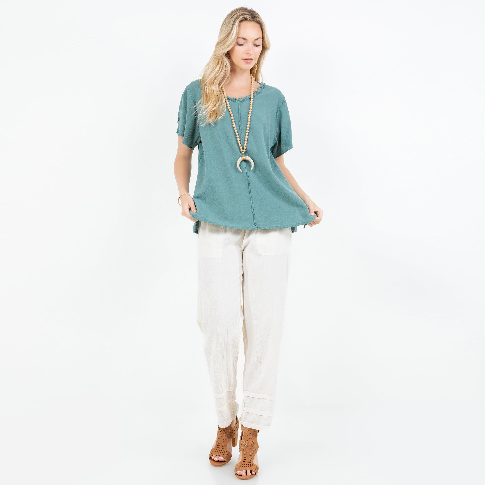 Jan Top -100% Cotton Gauze in Olive/Size OSFM view 12 - Jan Köppen Viva Top 100