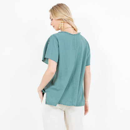 Jan Top -100% Cotton Gauze in Sage/Size OSFM view 15 - Jan Köppen Viva Top 100