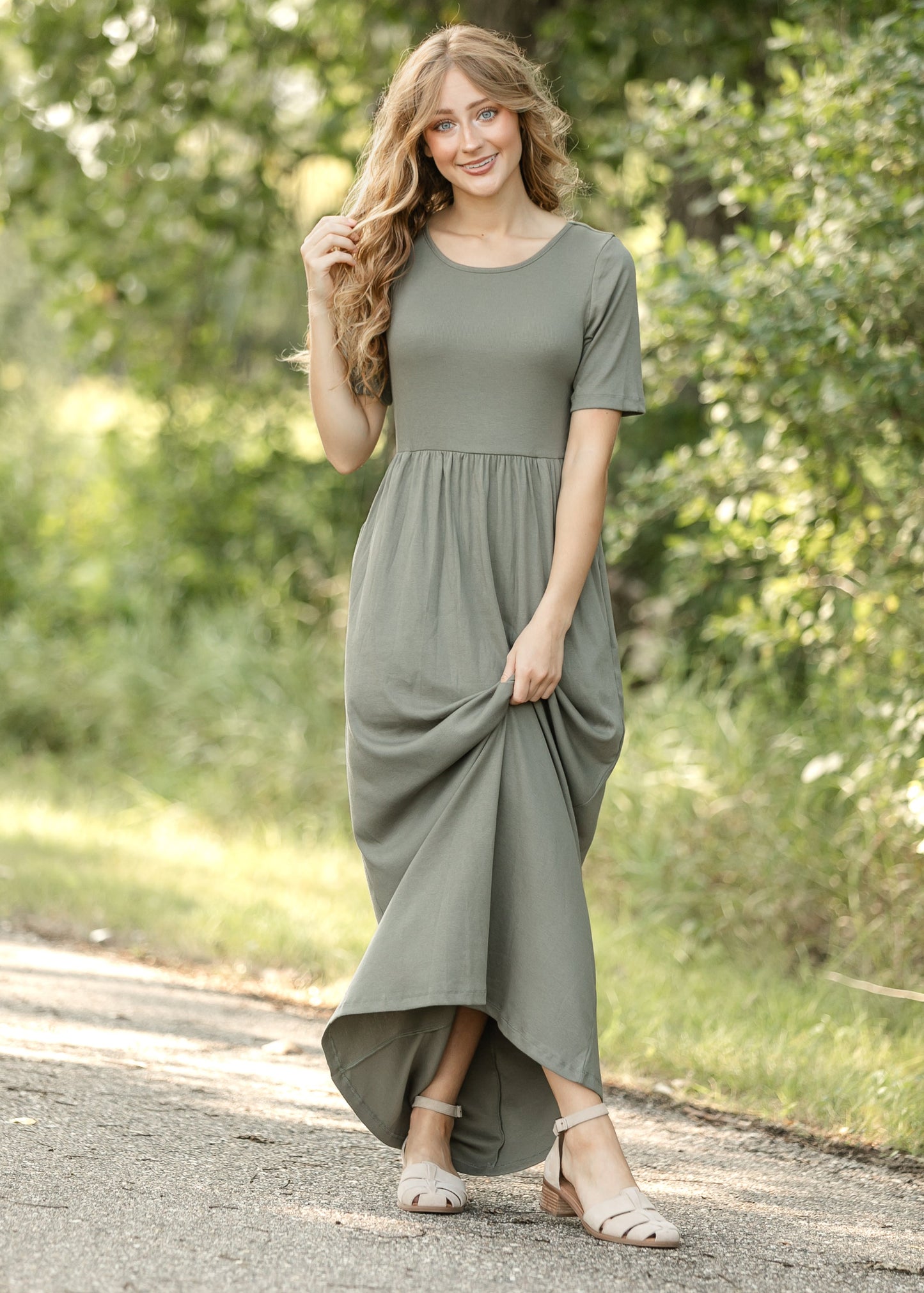 Jasmine Olive Ribbed Maxi Dress in 2XL view 7