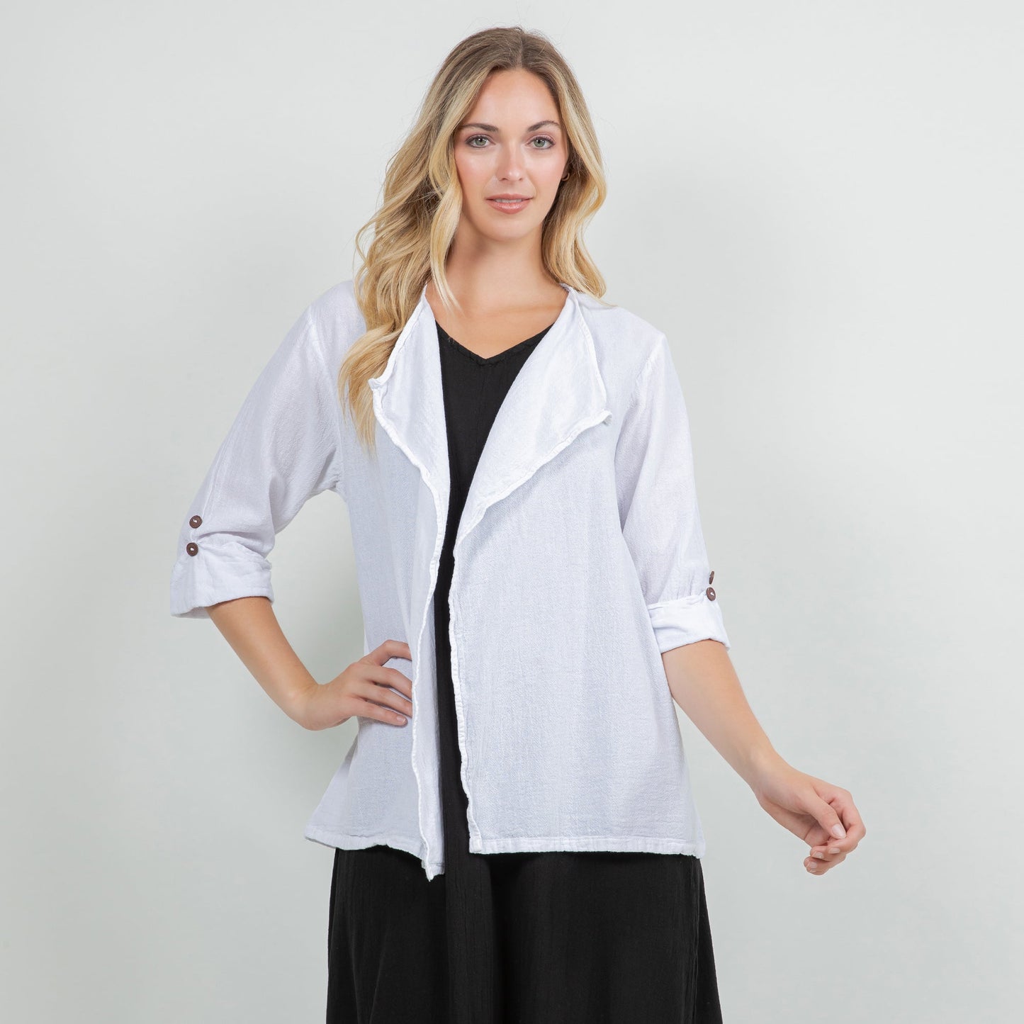 Jeanne Bolero Resort Wear Jacket 100% Cotton Gauze in 1 (S/M) view 12 - Summer Outfit Idea - Gauze Jacket (bottom)