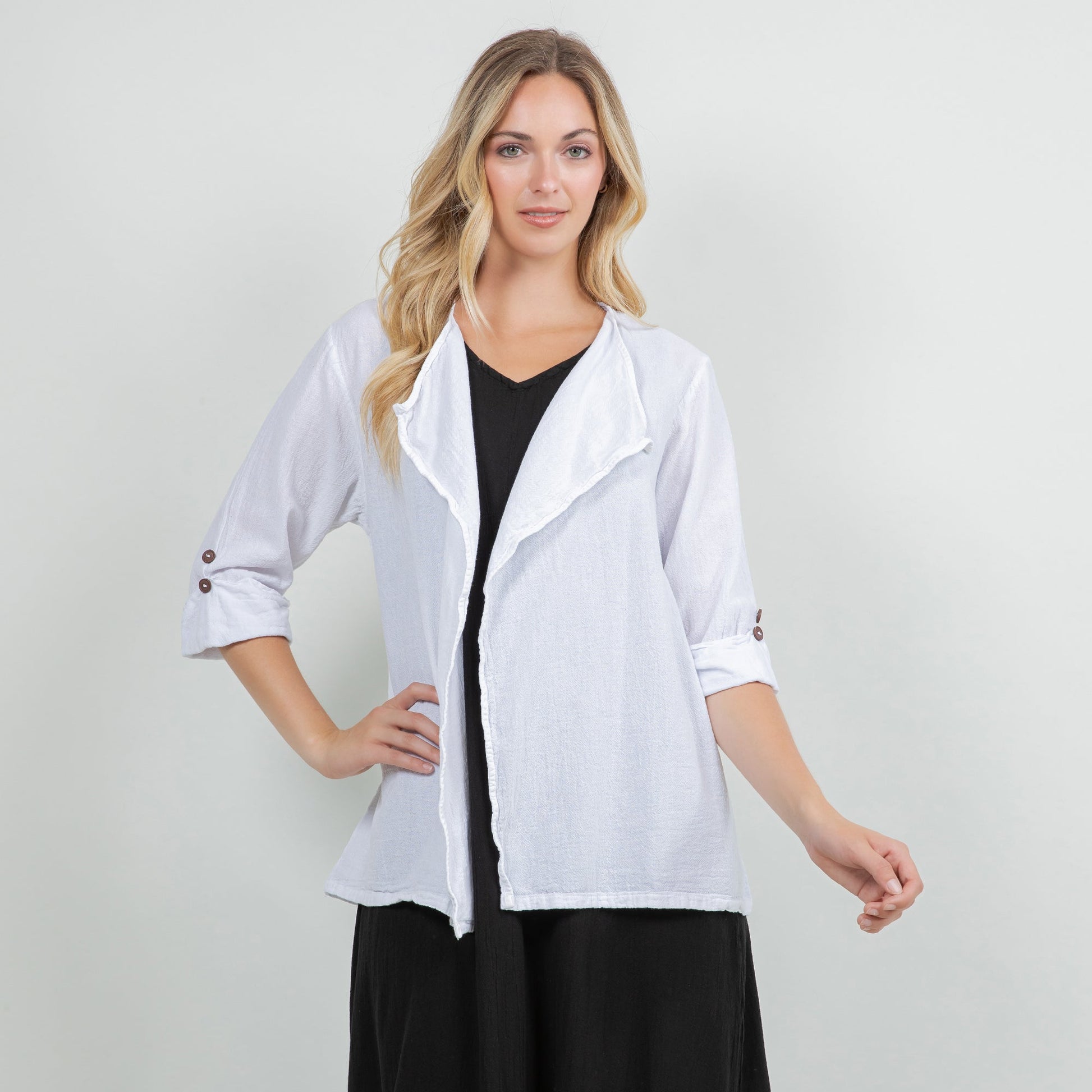 Jeanne Bolero Resort Wear Jacket 100% Cotton Gauze in 1 (S/M) view 12 - Summer Outfit Idea - Gauze Jacket (bottom)