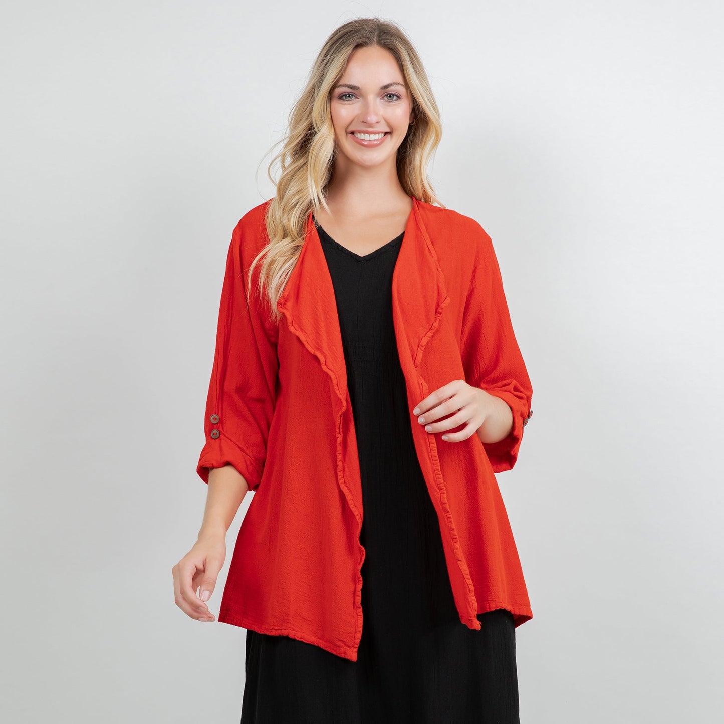 Jeanne Bolero Resort Wear Jacket 100% Cotton Gauze in 1 (S/M) view 16 - Summer Outfit Idea - Gauze Jacket (bottom)