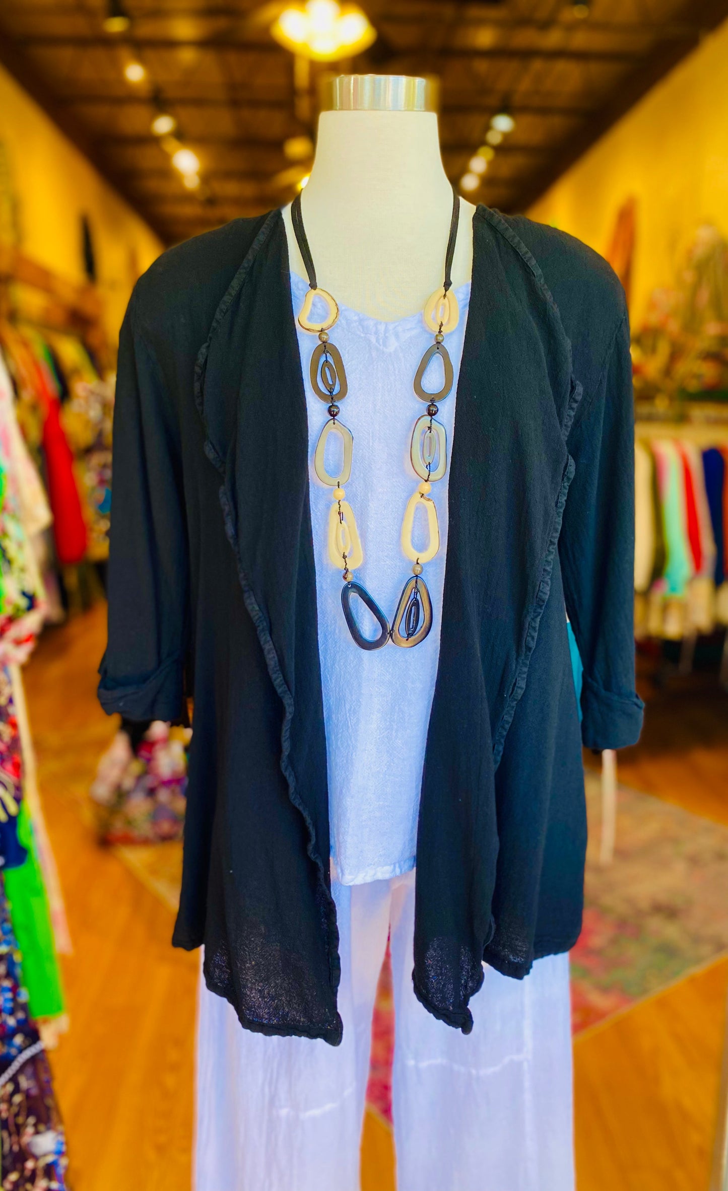 Jeanne Bolero Resort Wear Jacket 100% Cotton Gauze in 2 (L/XL) view 21 - Summer Outfit Idea - Gauze Jacket (bottom)